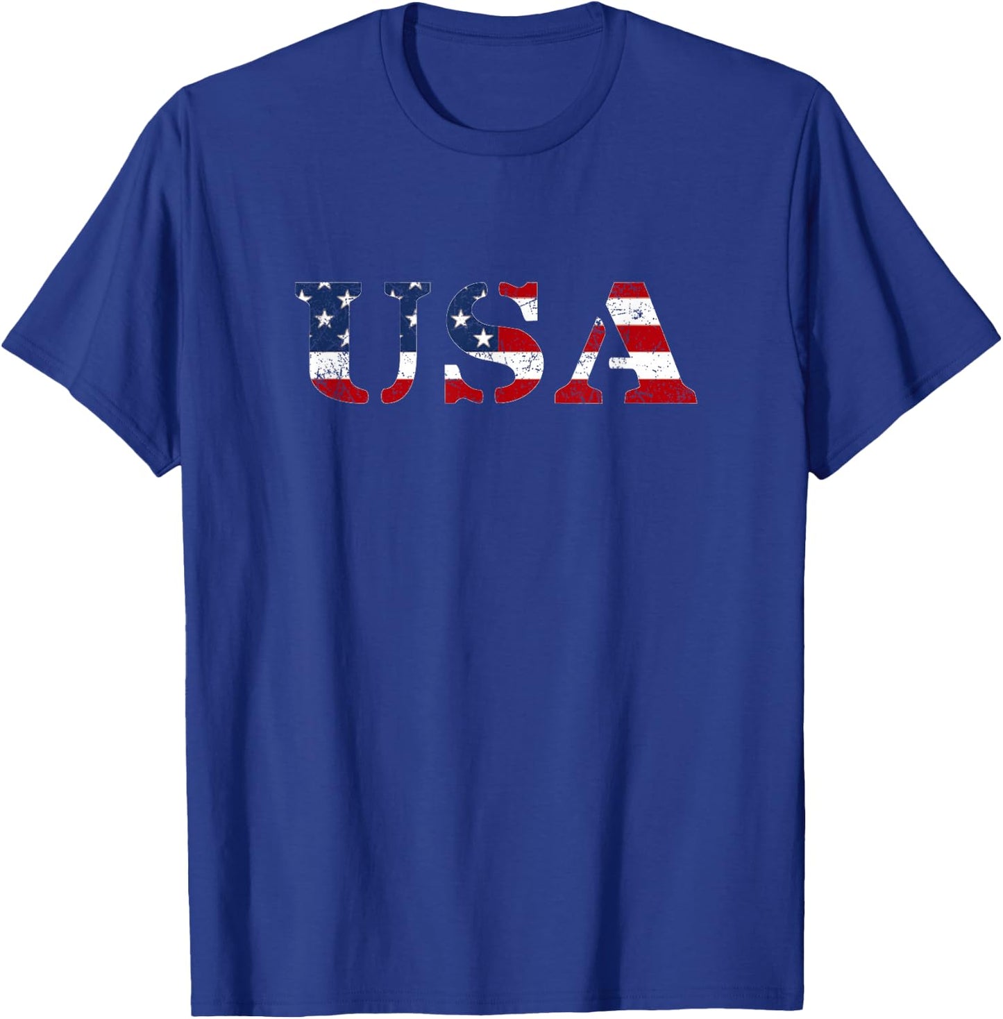USA Distressed US Flag Patriotic Fourth of July America T-Shirt - T-Shirt | Royal
