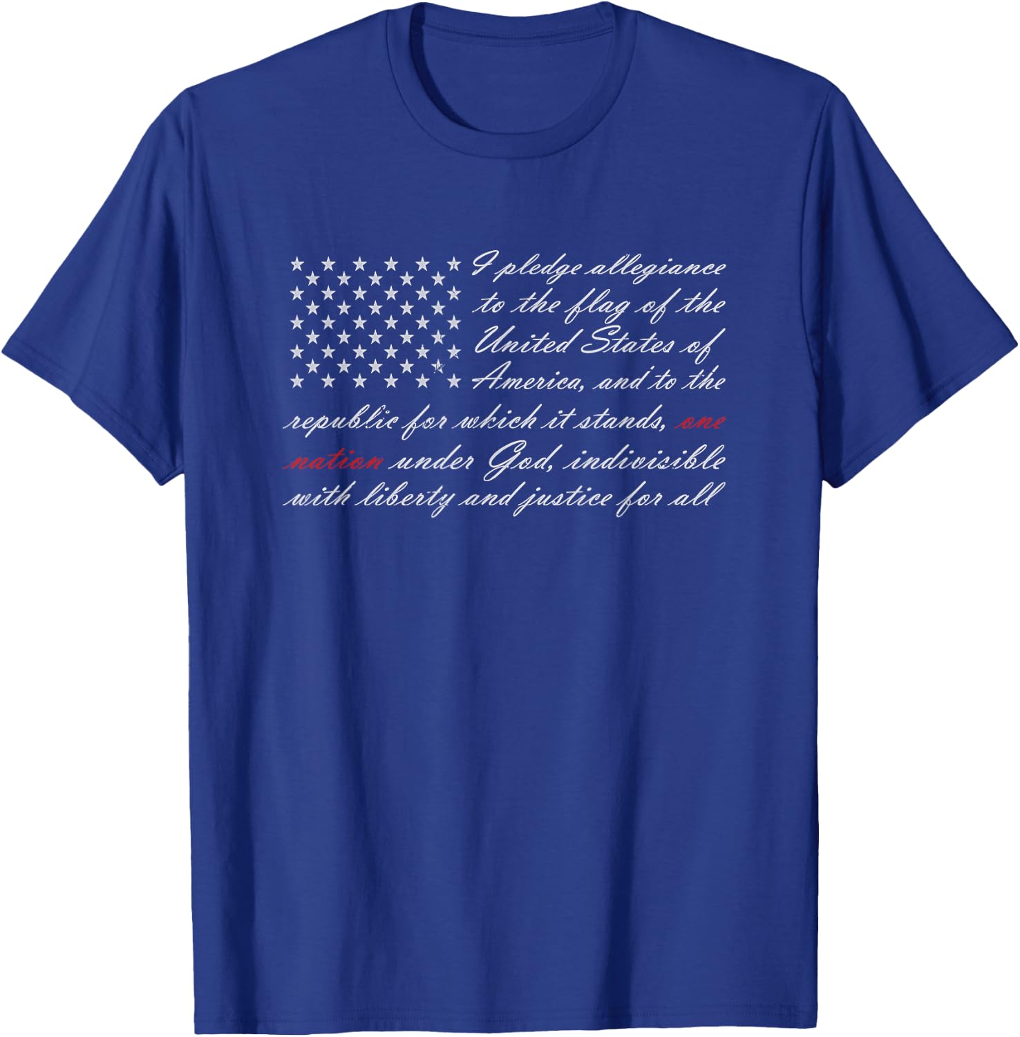 One Nation Pledge of Allegiance American Flag T-Shirt - T-Shirt | Royal
