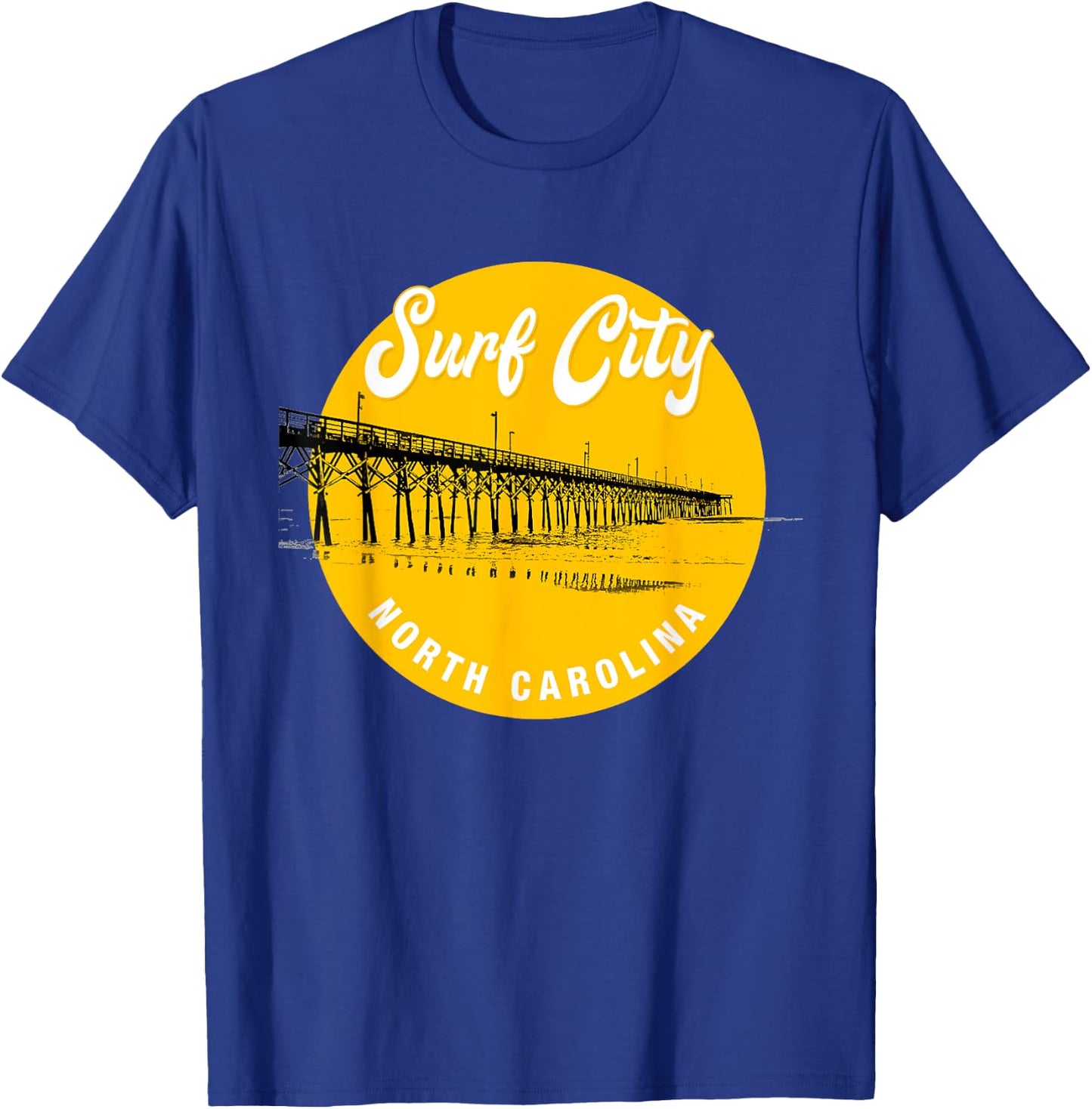 Surf City North Carolina Pier T-Shirt - T-Shirt | Royal