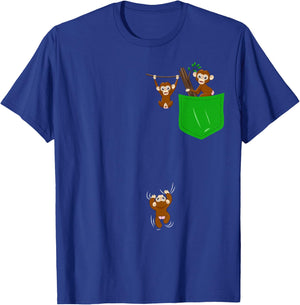 Monkey Lover Shirt Cute Monkey Pocket Shirt for Kids Monkey T-Shirt - T-Shirt | Royal