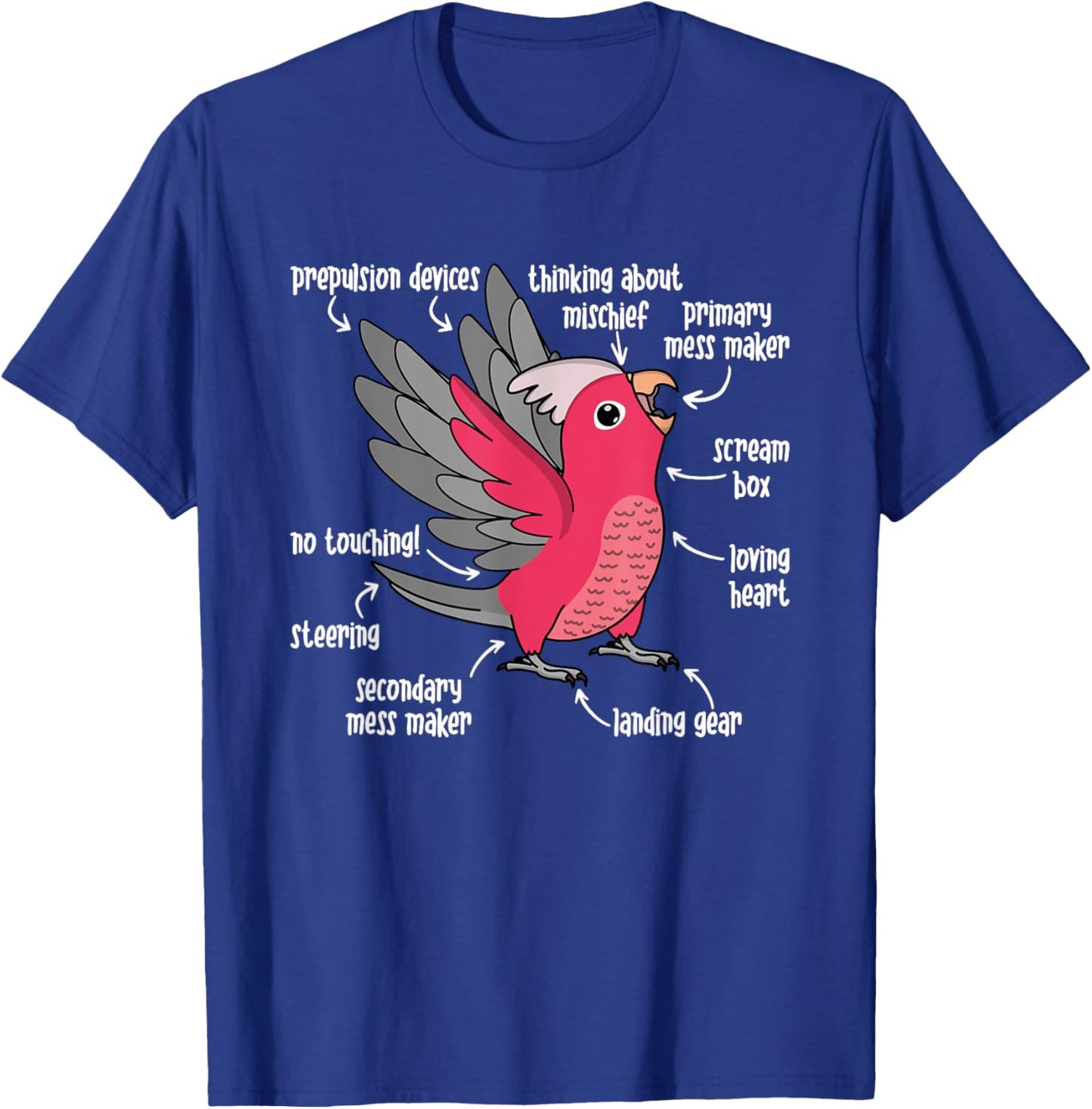Parrot Anatomy I Rose-breasted Galah Cockatoo T-Shirt - T-Shirt | Royal