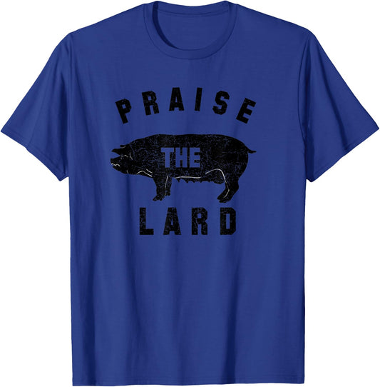 Barbecue - Praise The Lard - BBQ - Men's Grey Classic Fit Short Sleeve - Adult Size Small T-Shirt - T-Shirt | Royal