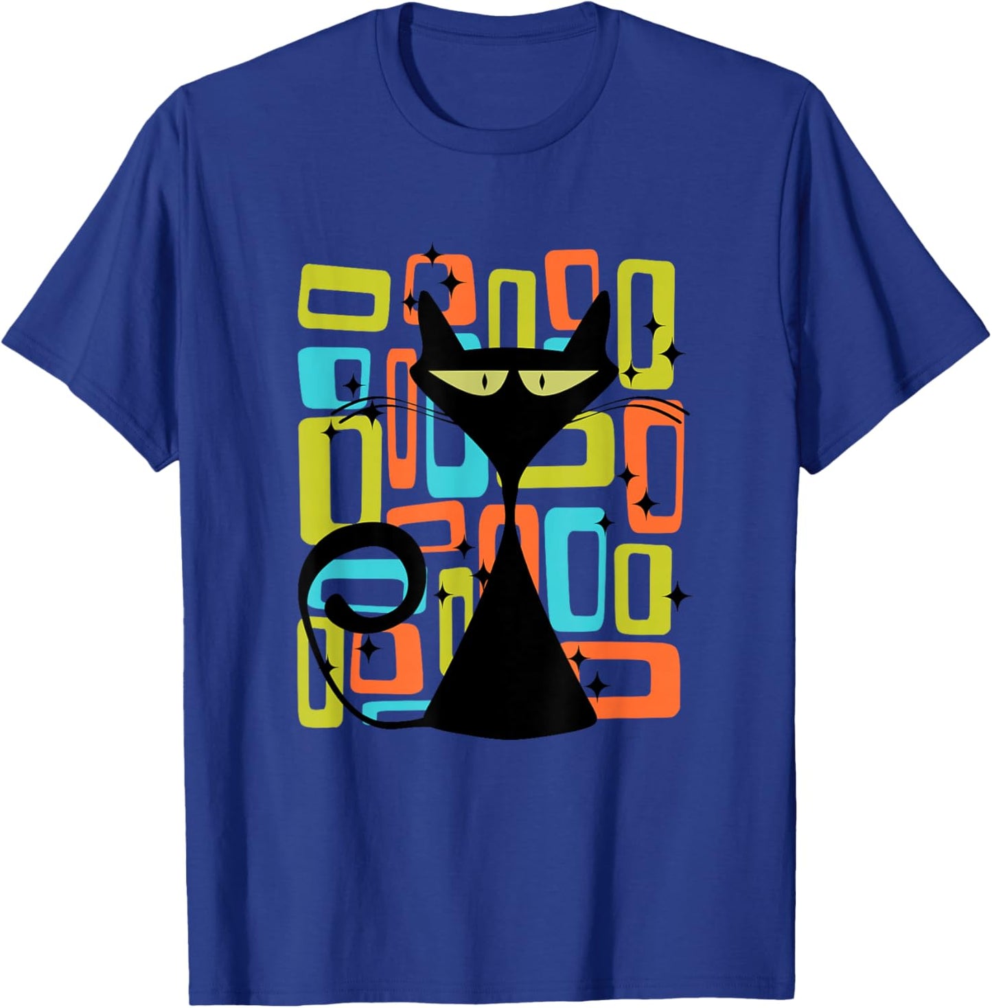 Retro Cat Midcentury Mid Century Style Modern Abstract Shape T-Shirt - T-Shirt | Royal