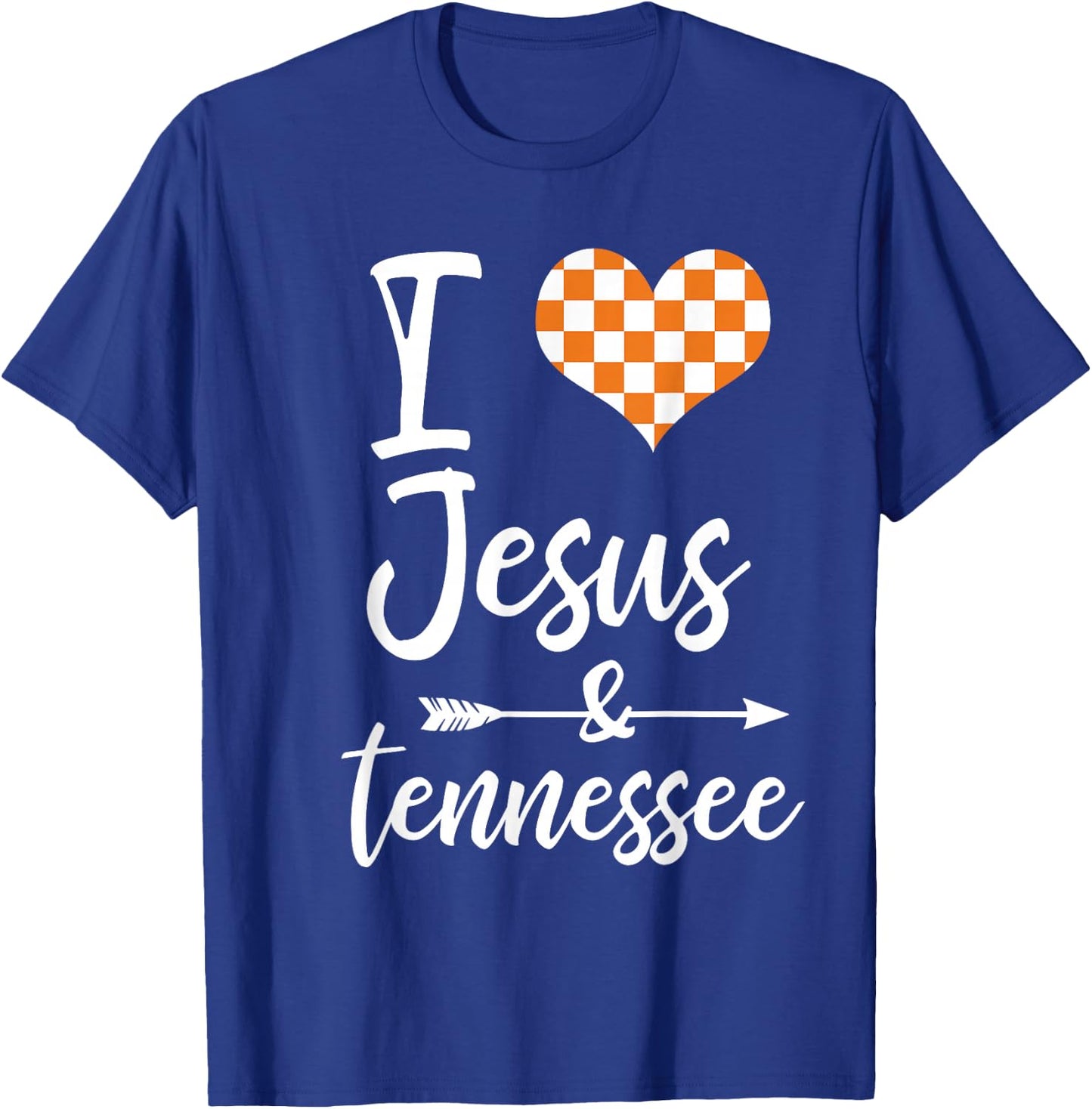 I Love Jesus and Tennessee Orange Heart Cute Fan T-Shirt - T-Shirt | Royal