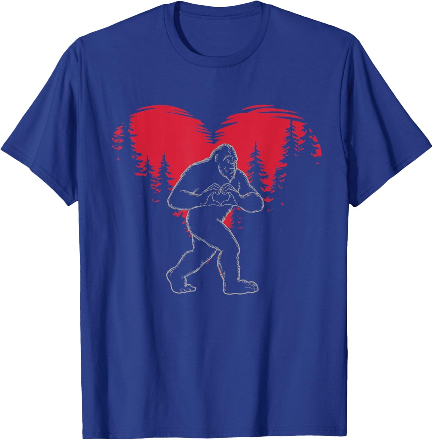 Funny Bigfoot in Love Heart Happy Valentine's Day T-Shirt - T-Shirt | Royal