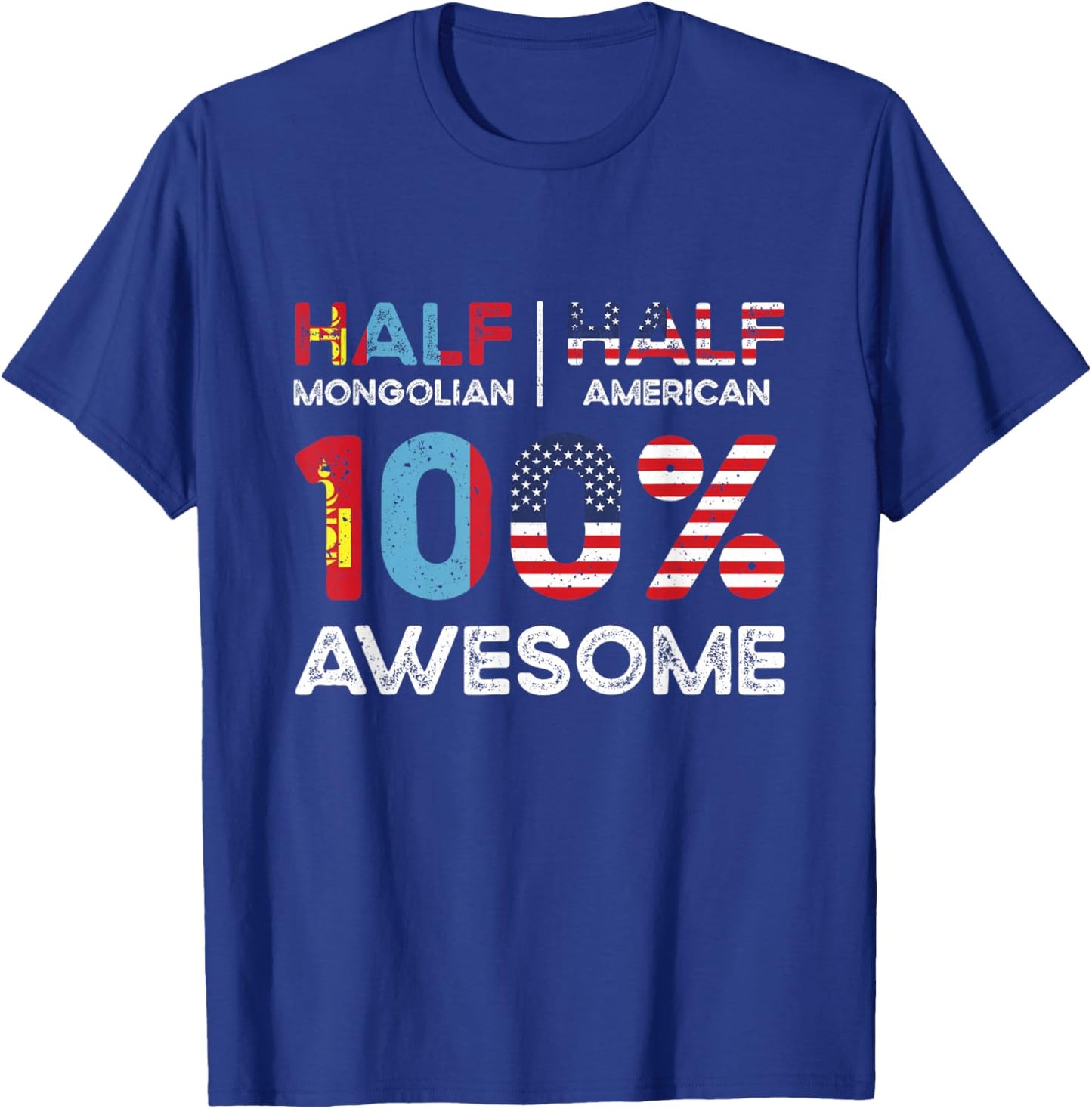 Mongolian American Patriot USA Grown Mongolia US Flag T-Shirt - T-Shirt | Royal