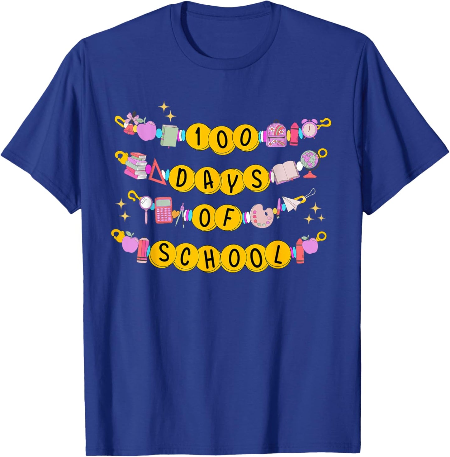100 Days of School Bracelet Little Girls Teacher Student T-Shirt - T-Shirt | Royal