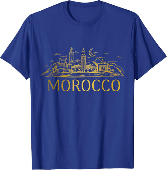 Morocco Skyline Marrakech Vintage Moroccan Pride T-Shirt - T-Shirt | Royal