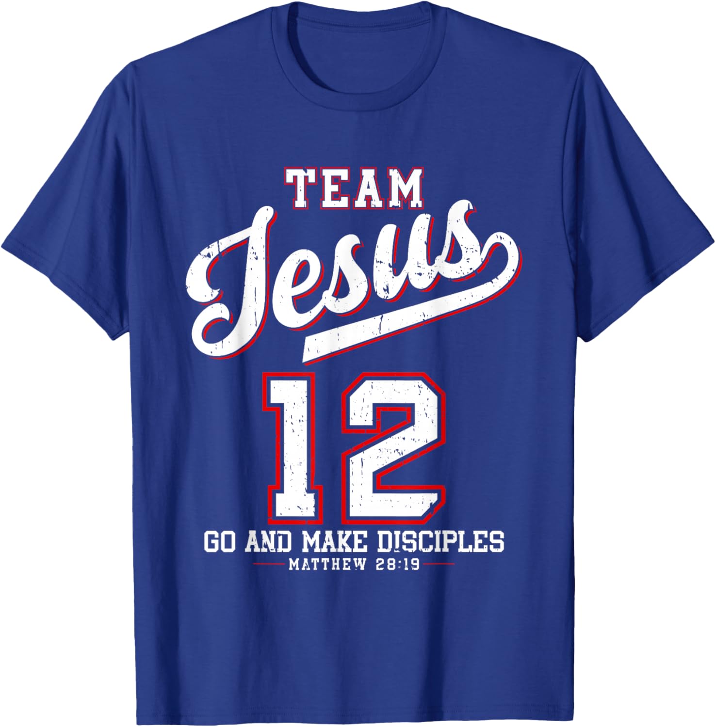 Jesus Baseball Team Jesus Christian Matthew 28:19 Verse T-Shirt - T-Shirt | Royal