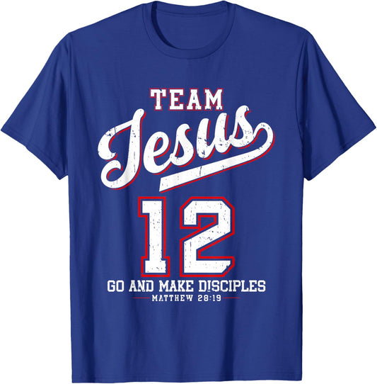 Jesus Baseball Team Jesus Christian Matthew 28:19 Verse T-Shirt - T-Shirt | Royal