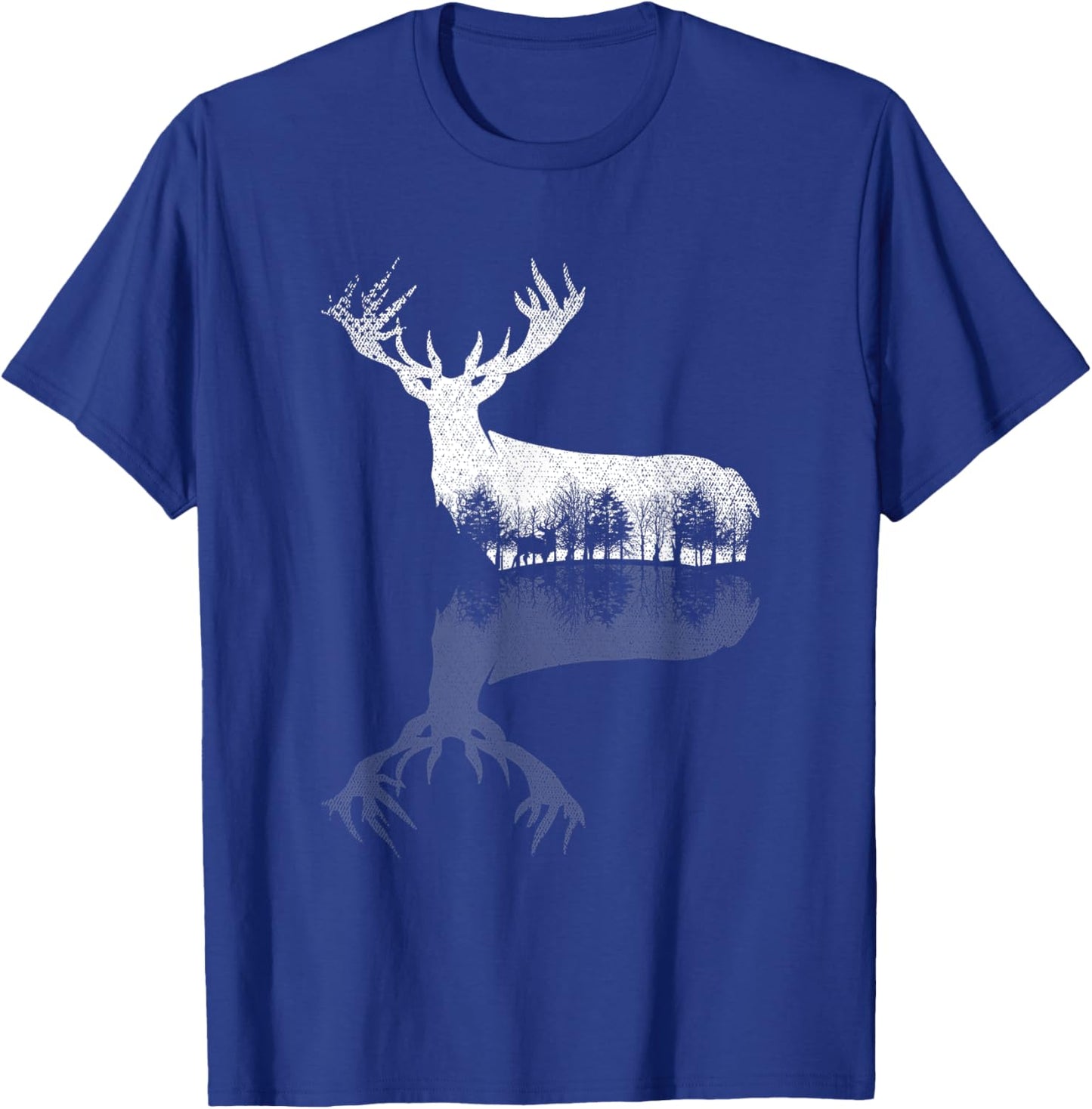 Animal Outdoor Trees Nature Forest Wildlife Reflection Deer T-Shirt - T-Shirt | Royal