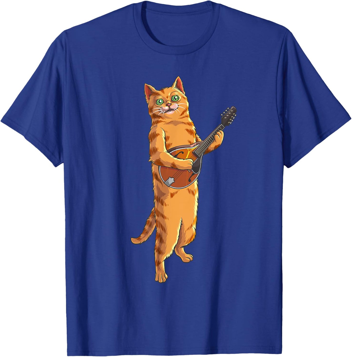 Funny Cat Playing Mandolin | Cool Love Animal Musician Gift T-Shirt - T-Shirt | Royal