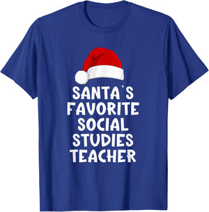 Christmas Santa's Favorite Social Studies Teacher Funny Xmas T-Shirt - T-Shirt | Royal