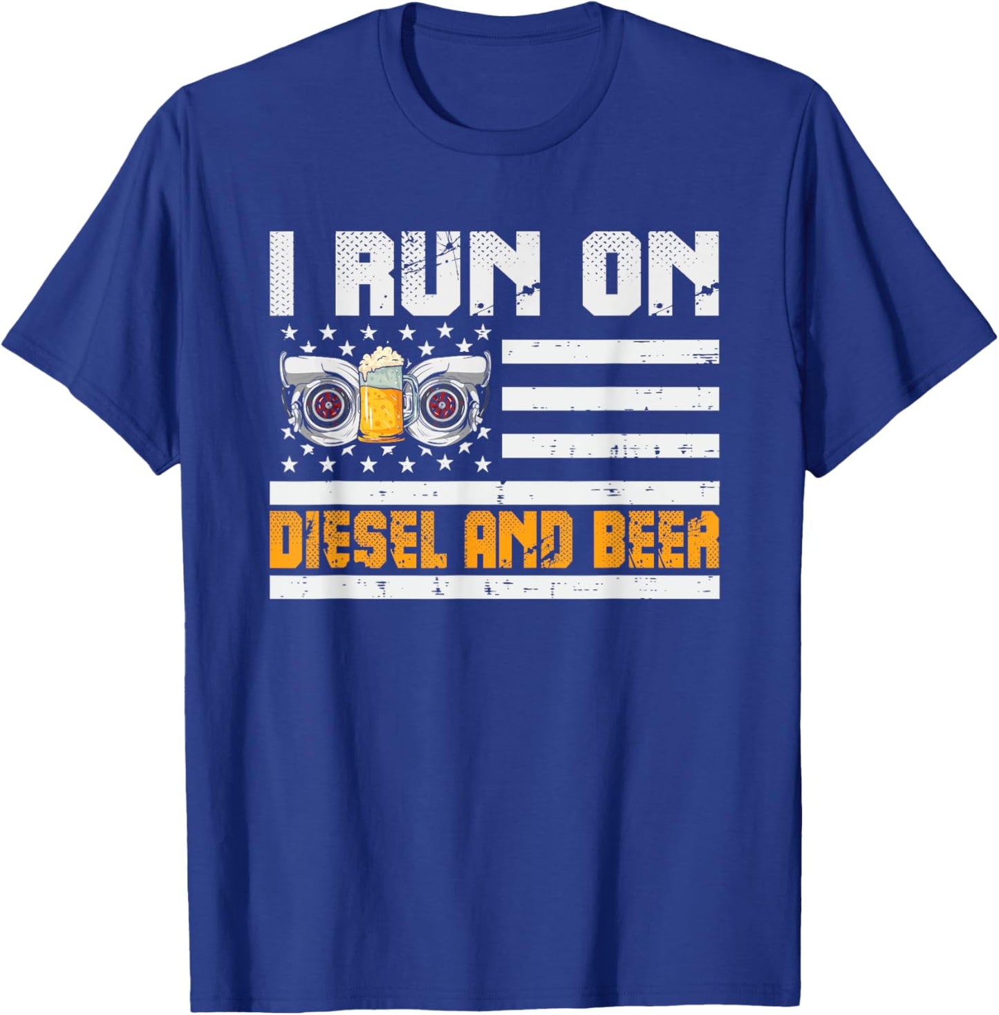 Funny Diesel Motorsport Motorcycle I Run On Diesel and Beer T-Shirt - T-Shirt | Royal