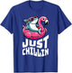 Funny Shark Just Chillin on Flamingo Float T-Shirt - T-Shirt | Royal
