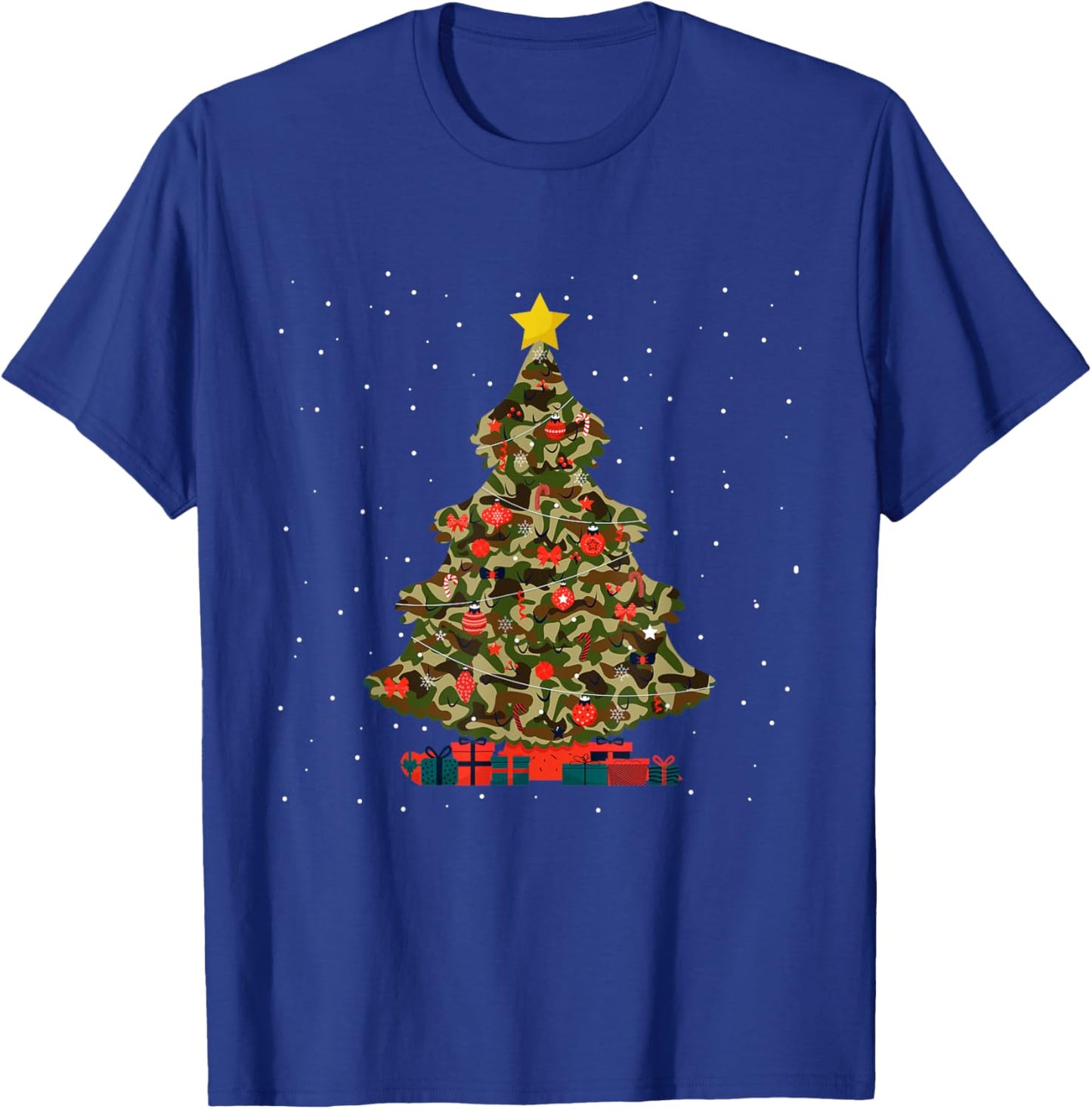Camo Design Christmas Trees Camouflage Print Xmas T-Shirt - T-Shirt | Royal