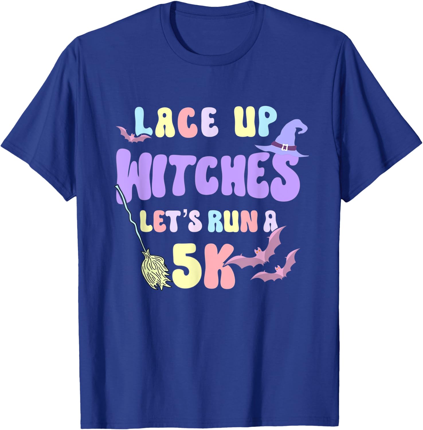 Lace Up Witches Let's Run A 5K Retro Goth Halloween Witch T-Shirt - T-Shirt | Royal