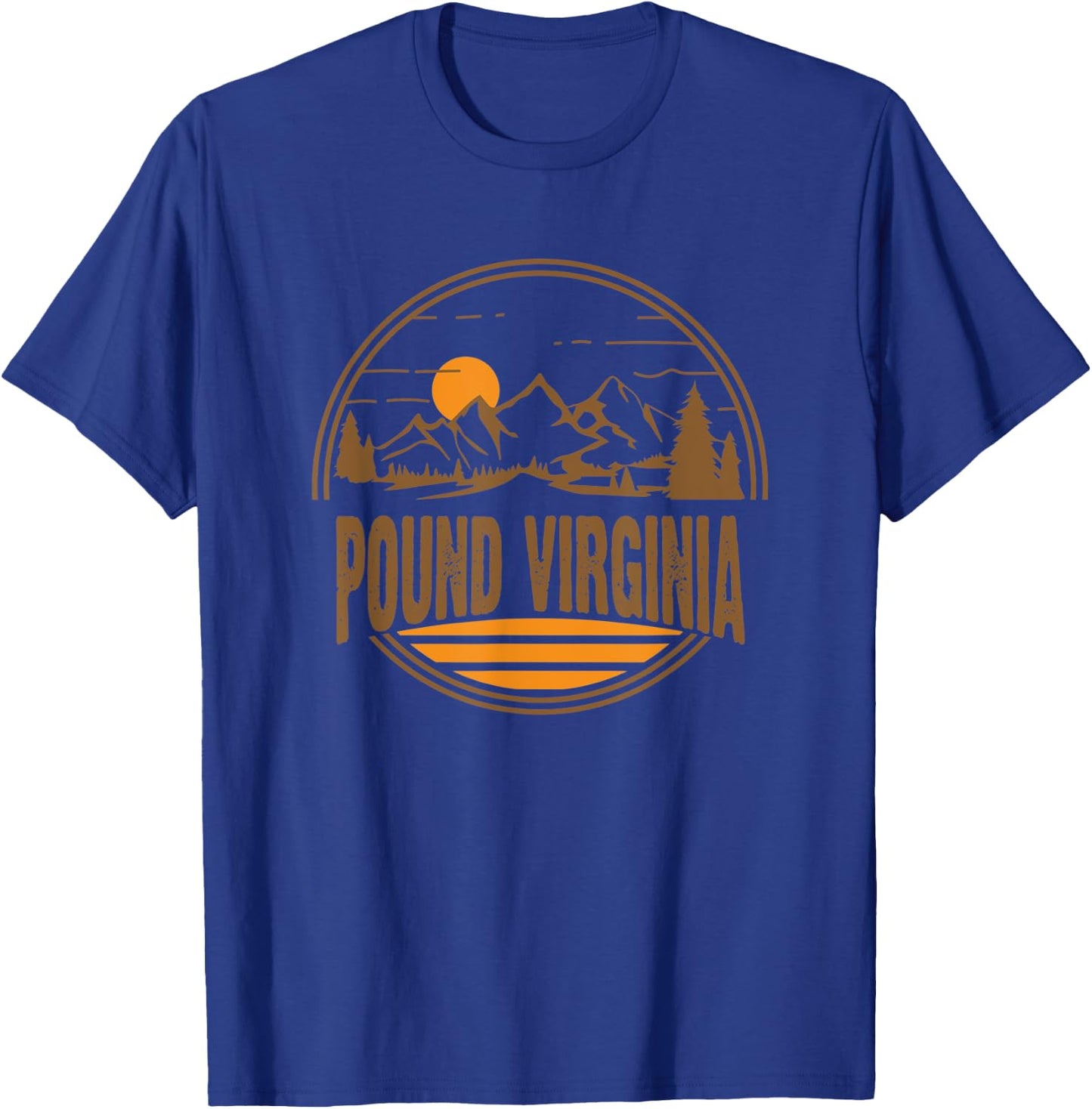 Vintage Pound, Virginia Mountain Hiking Souvenir Print T-Shirt - T-Shirt | Royal