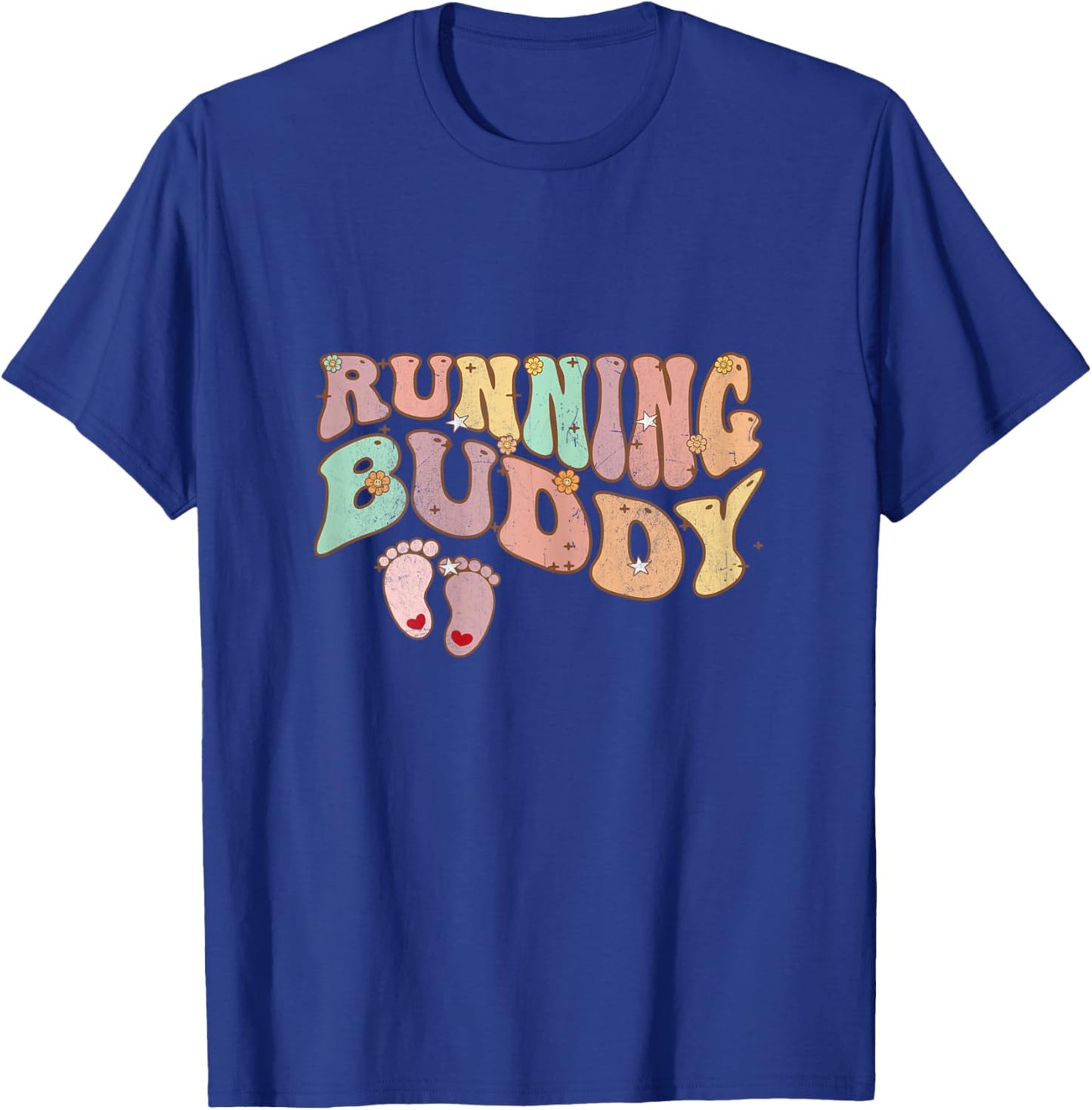 Groovy Pregnancy Announcement Running Buddy T-Shirt - T-Shirt | Royal
