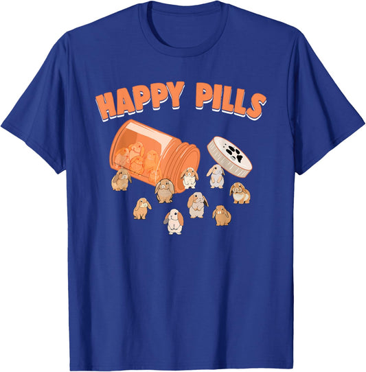 Happy Pills Holland Lop Bunny Funny Rabbit Breed Lover Humor T-Shirt - T-Shirt | Royal