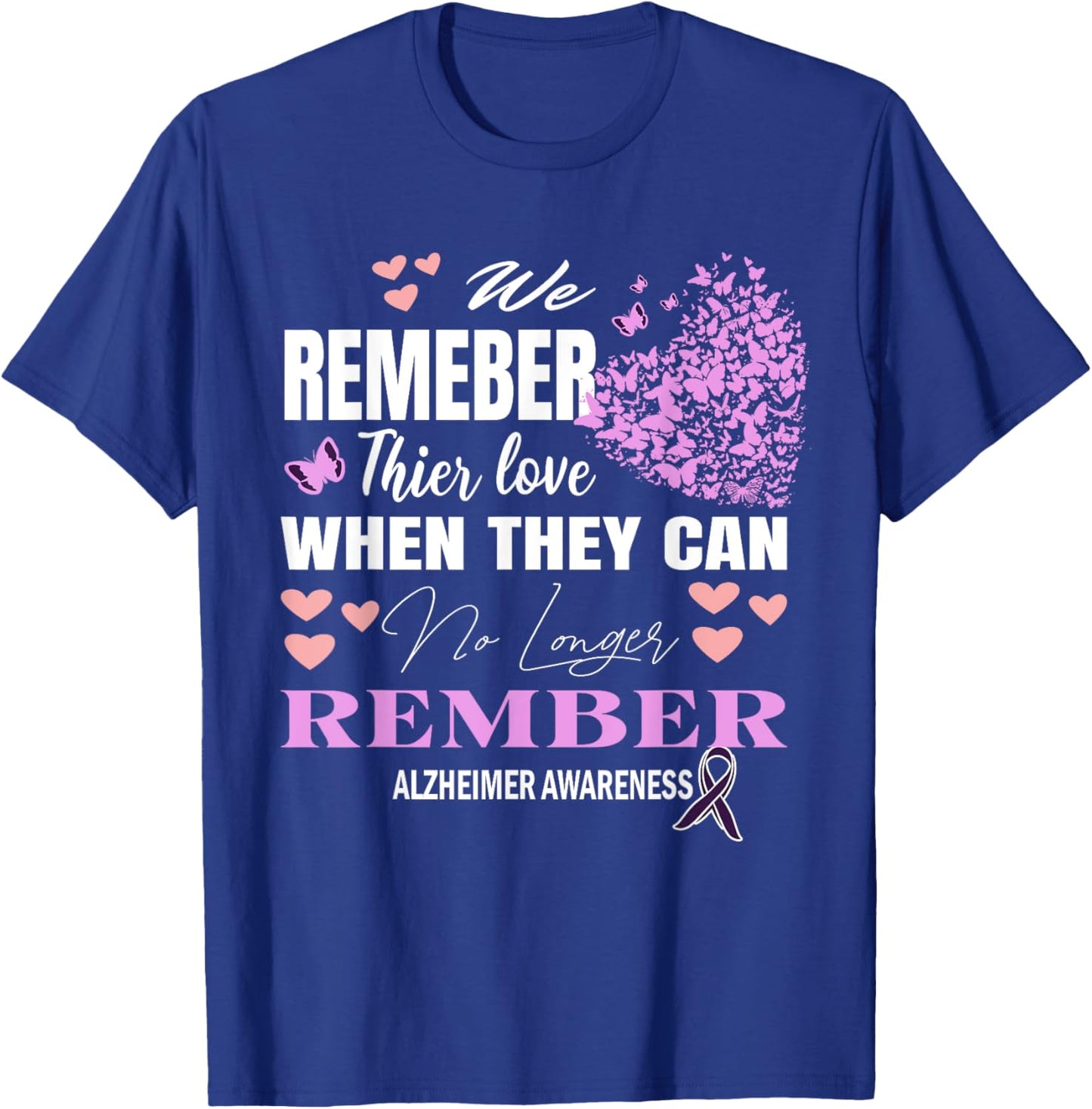 Alzheimer's Awareness Purple Ribbon Dementia Mom Dad Grandpa T-Shirt - T-Shirt | Royal