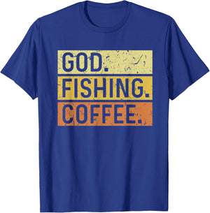 God Fishing Coffee Jesus Fish Fisherman T-Shirt - T-Shirt | Royal