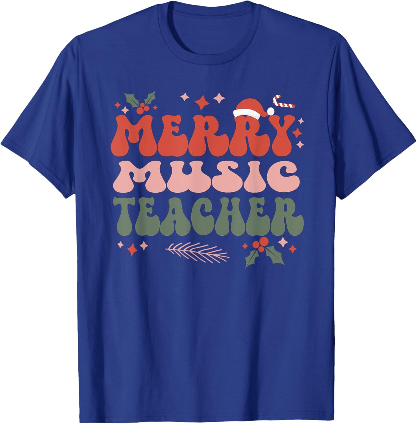 Merry Music Teacher Christmas Music Teaching Xmas Party T-Shirt - T-Shirt | Royal