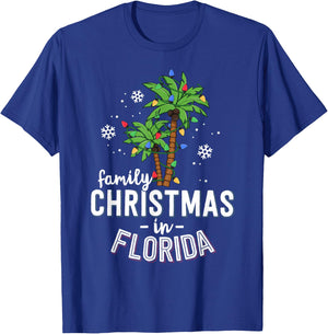Family Christmas In Florida Palm Trees Xmas Beach Vacation Women Kids T-Shirt - T-Shirt | Royal
