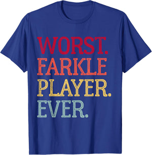 Worst Farkle Player Ever Vintage Farkle Dice Game T-Shirt - T-Shirt | Royal