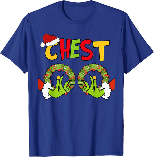 Chest Nuts Merry Christmas Shirt Xmas Matching Couples Women T-Shirt - T-Shirt | Royal