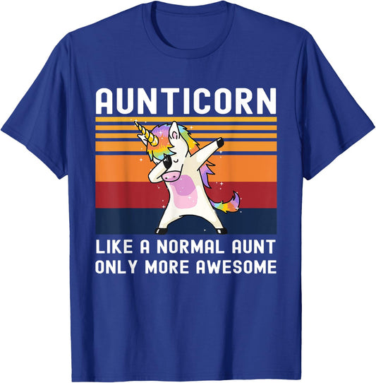 Aunticorn Like Normal Aunt But More Awesome Dabbing Unicorn T-Shirt - T-Shirt | Royal