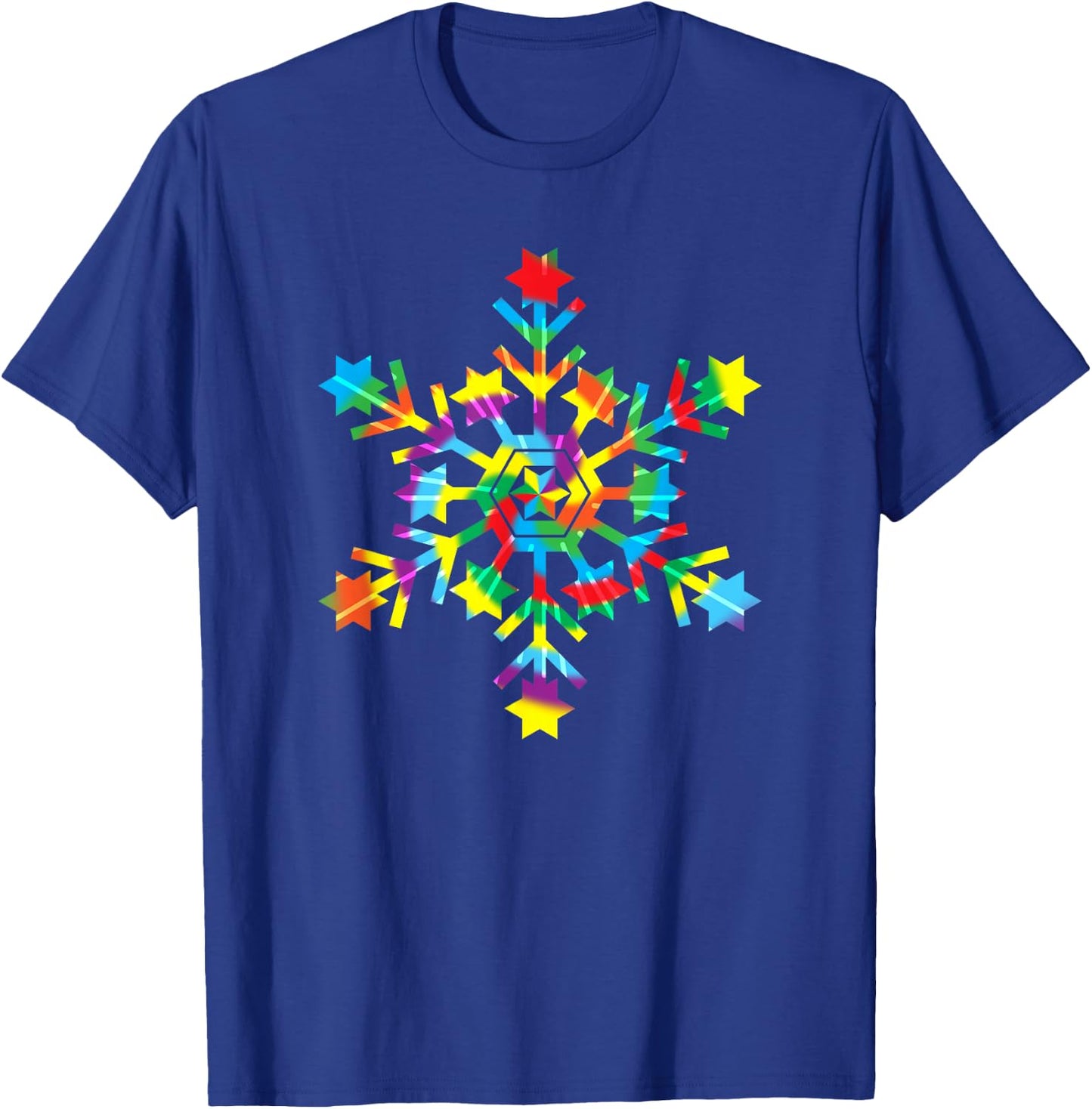Tie Dye Snowflake Retro Hippie Christmas Holiday Xmas Gift T-Shirt - T-Shirt | Royal