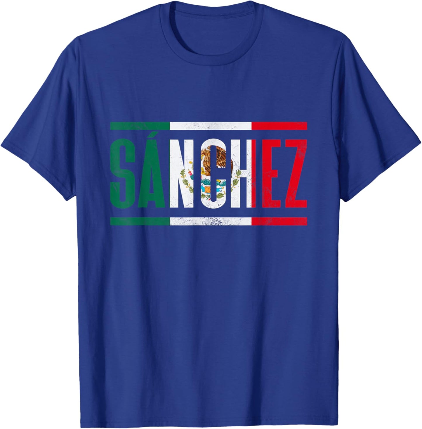 Apellido Sánchez con bandera de México T-Shirt - T-Shirt | Royal