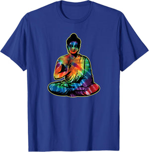 Meditating Buddha Rainbow Tie Dye Buddhist Buddhism Gifts T-Shirt - T-Shirt | Royal