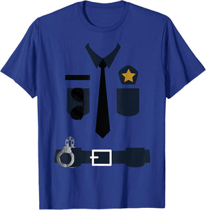 Police Cop Uniform Funny Halloween Costume Policeman T-Shirt - T-Shirt | Royal