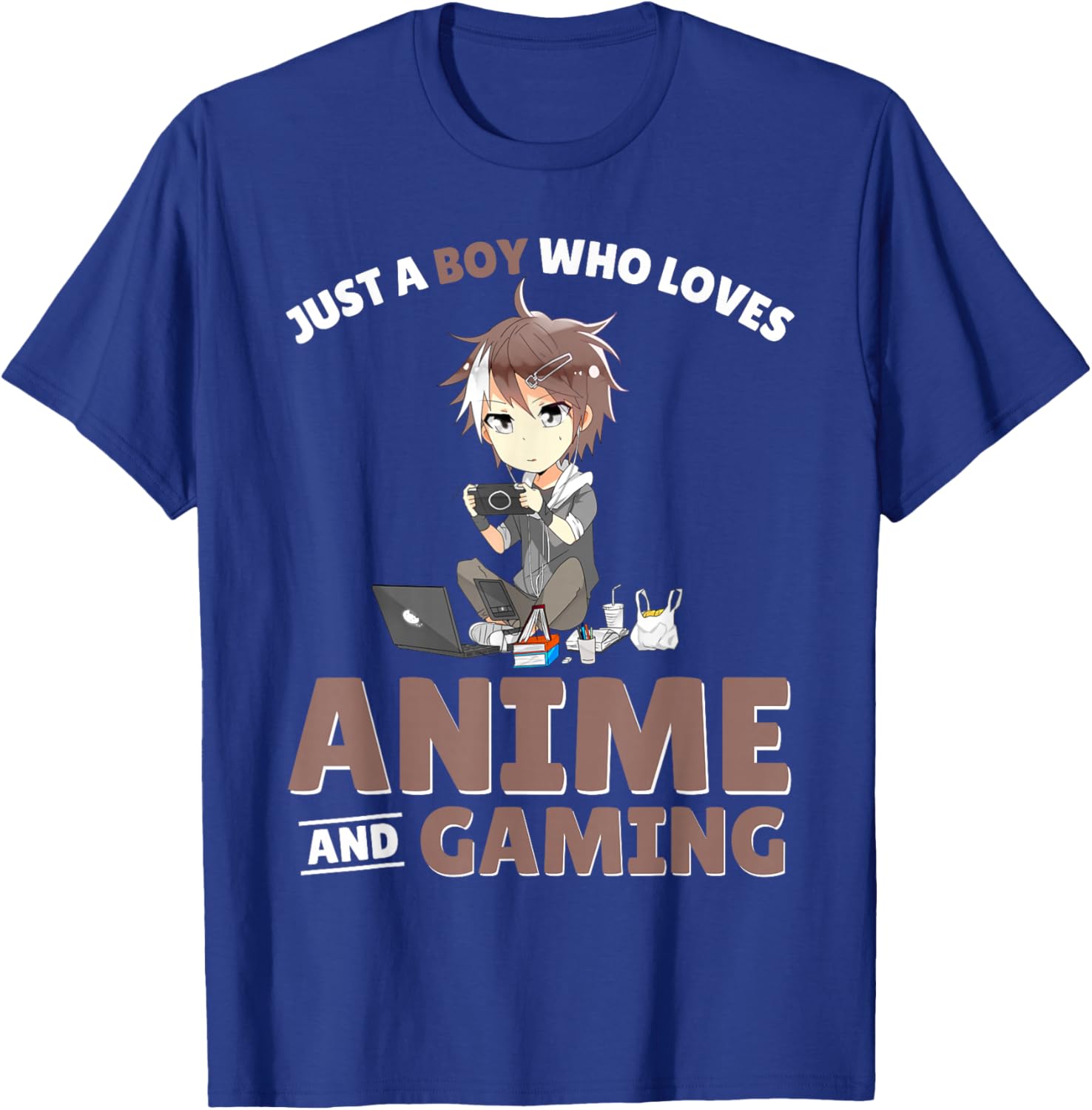 Just A Boy Who Loves Anime And Gaming Gamer Japanese Anime T-Shirt - T-Shirt | Royal