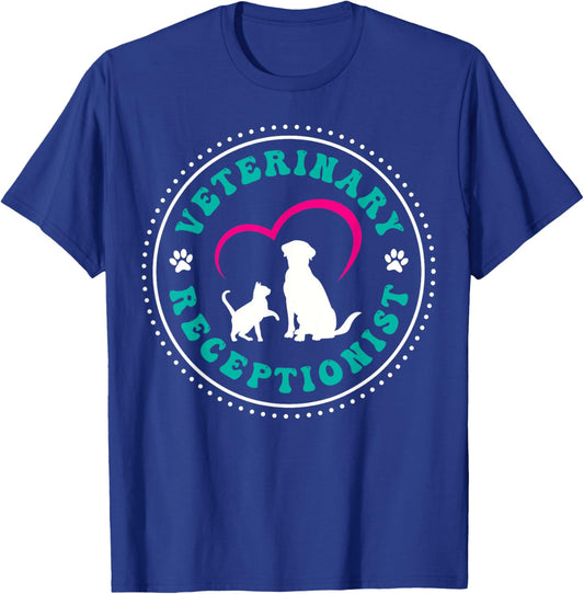 Veterinary Receptionist Vet Receptionist Heart T-Shirt - T-Shirt | Royal
