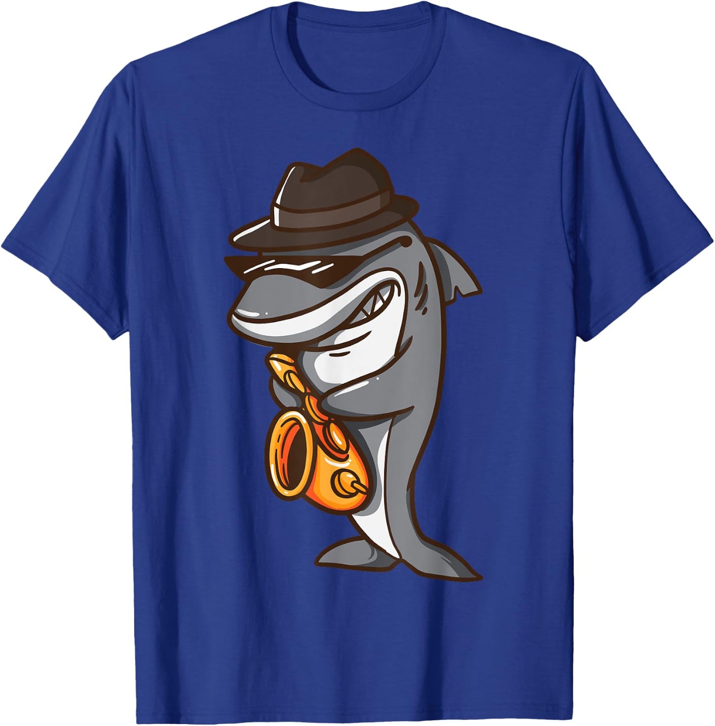 Saxophonist Shark Jazz Band Music and Animal Lover Gift T-Shirt - T-Shirt | Royal
