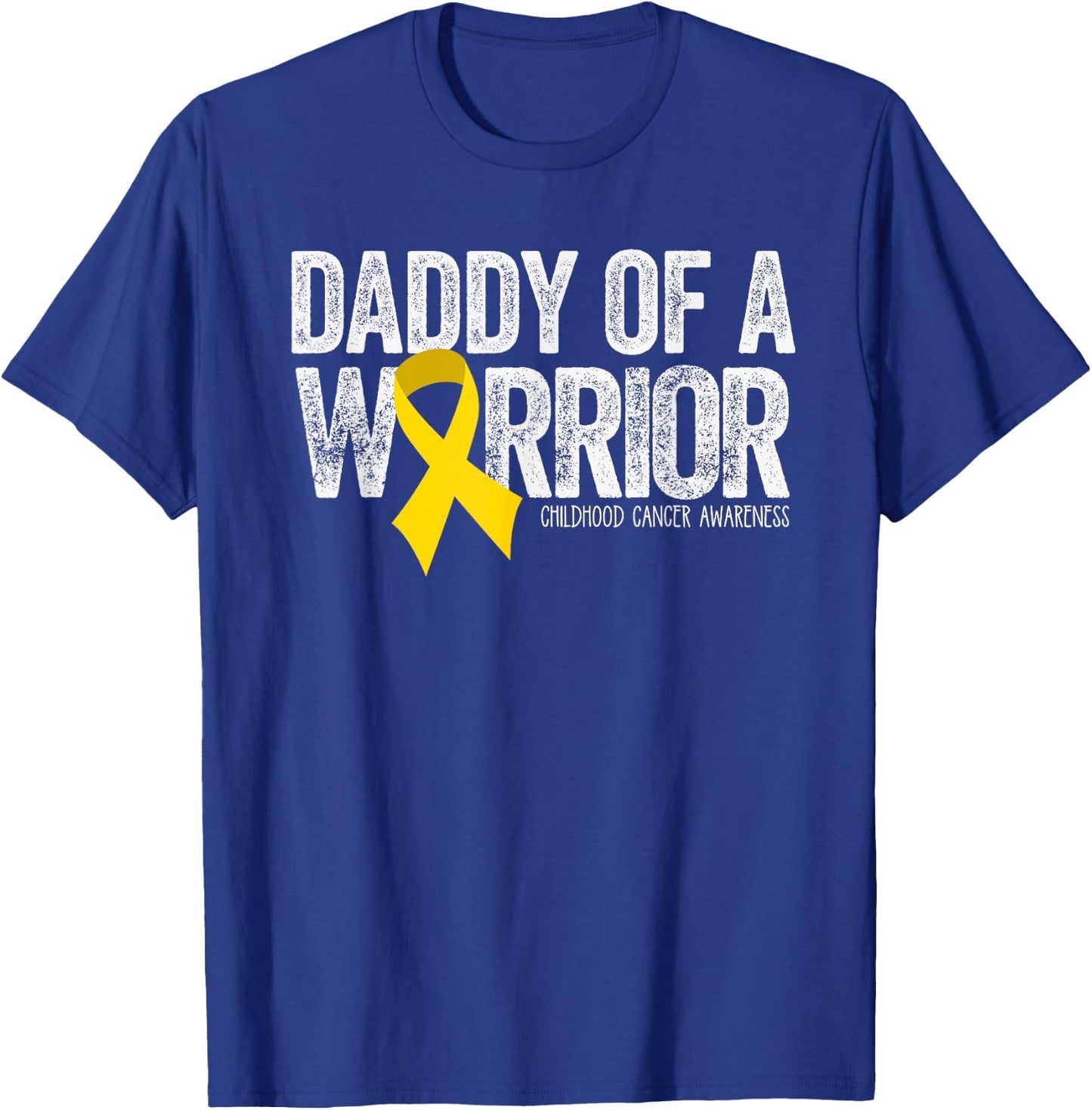 Daddy of a Warrior Childhood Cancer Dad Ribbon T-Shirt - T-Shirt | Royal