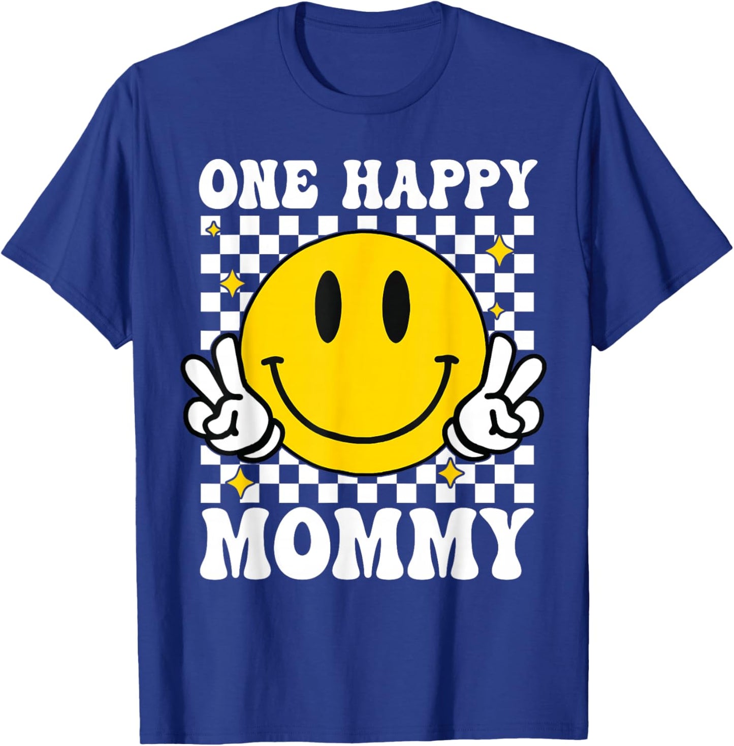 One Happy Dude Mommy Happy Face 1st Birthday Family Matching T-Shirt - T-Shirt | Royal