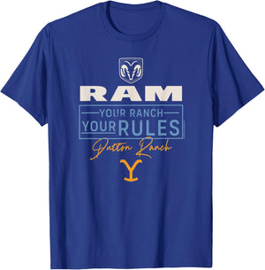 Yellowstone x Ram Truck Your Ranch Your Rules T-Shirt - T-Shirt | Royal