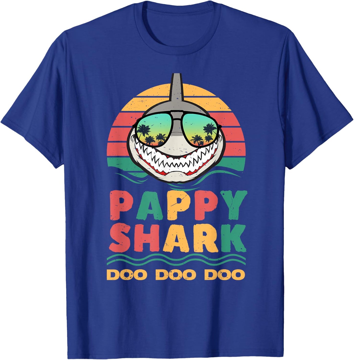 Pappy Shark Fathers Day Papa Dad Grandpa Men Funny T-Shirt - T-Shirt | Royal