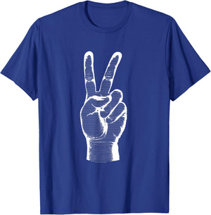Hand Finger Sign Peace Awareness Symbol T-Shirt - T-Shirt | Royal