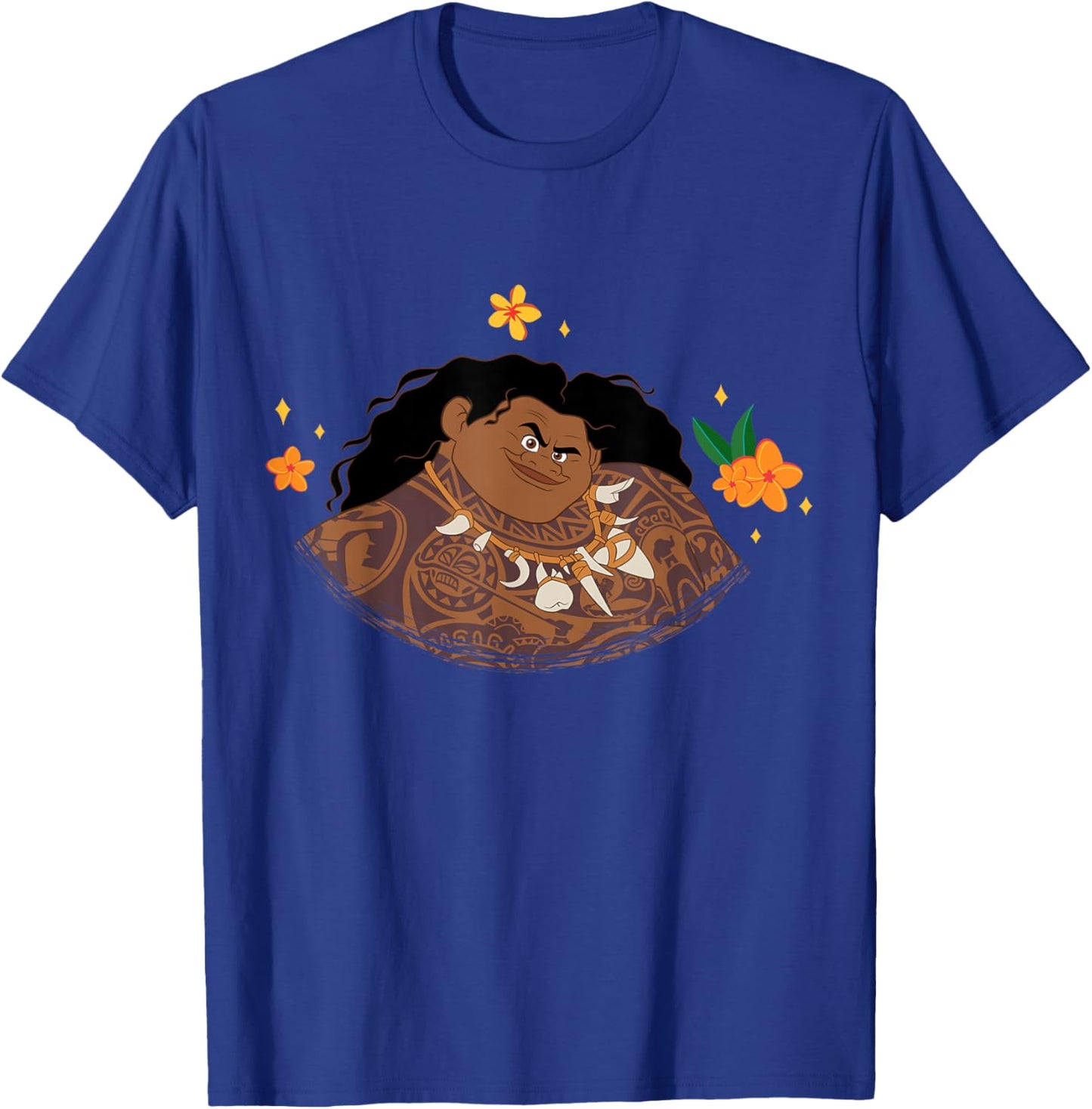 Disney Moana 2 Big Face Maui Tropical Flowers Costume T-Shirt - T-Shirt | Royal
