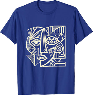 Artsy Wonky Face Cubism Face T-Shirt - T-Shirt | Royal