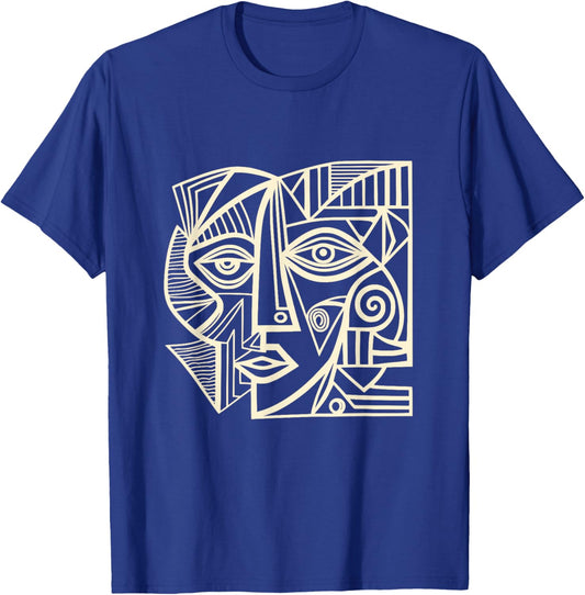 Artsy Wonky Face Cubism Face T-Shirt - T-Shirt | Royal