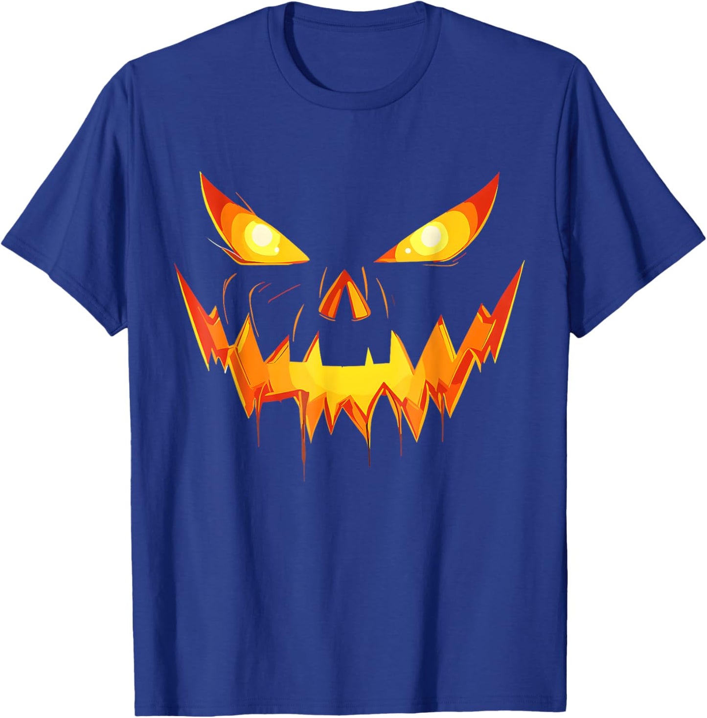 Scary Spooky Jack O Lantern Face Pumpkin Men Boys Halloween T-Shirt - T-Shirt | Royal
