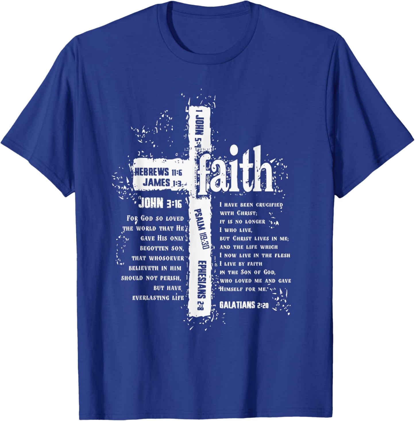 Faith Cross and Bible Verses T-Shirt - T-Shirt | Royal