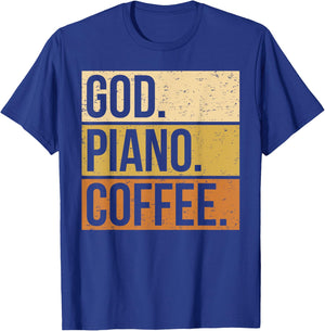 Piano Player Christian Musician Church Jesus I God Coffee T-Shirt - T-Shirt | Royal