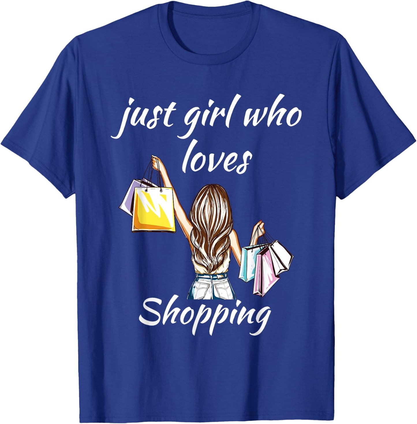 Girls Shirt Just A Girl Who Loves Shopping Cute Black T-Shirt - T-Shirt | Royal